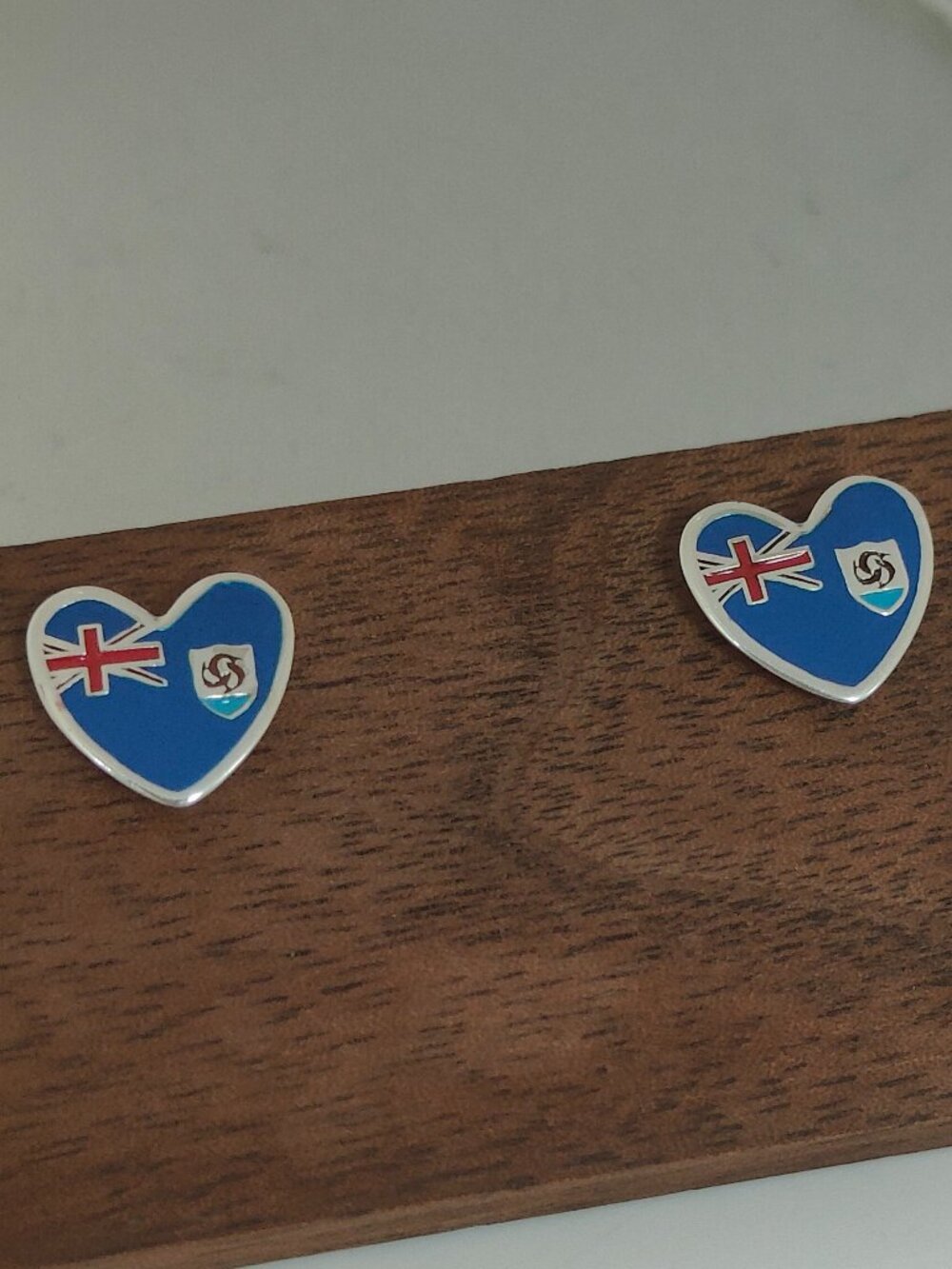 Anguilla Flag Earring Stud Earrings Exclusive Designed Jewelry S925 Silver
